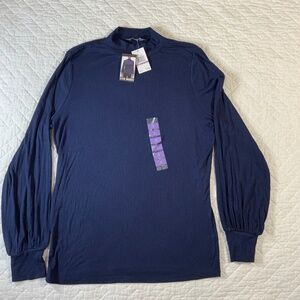 Steve Madden Women’s Mock Turtleneck Size Small NWT Blue Rayon Blend (G5)